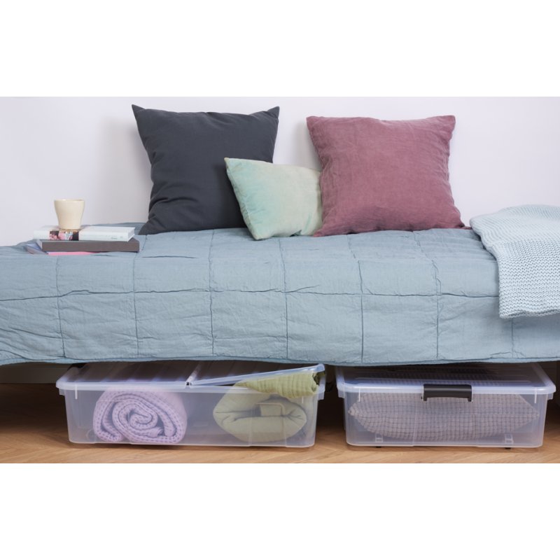 plast team opbergbox HOME BOX BEDROLLER XL, transparant, 49 liter, 704×560×182 mm